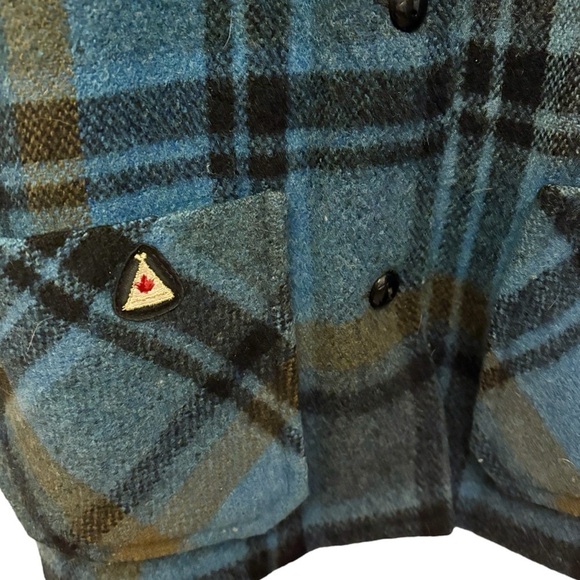Vintage Canadian Camper Wool Mohair Blue Plaid Coat/Shacket, size Small Womens - Picture 6 of 11